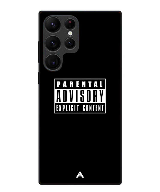 Parental Advisory Metal Back Cover Phone Case for Samsung Galaxy S22 Ultra