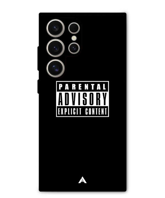 Parental Advisory Metal Back Cover Phone Case for Samsung Galaxy S24 Ultra