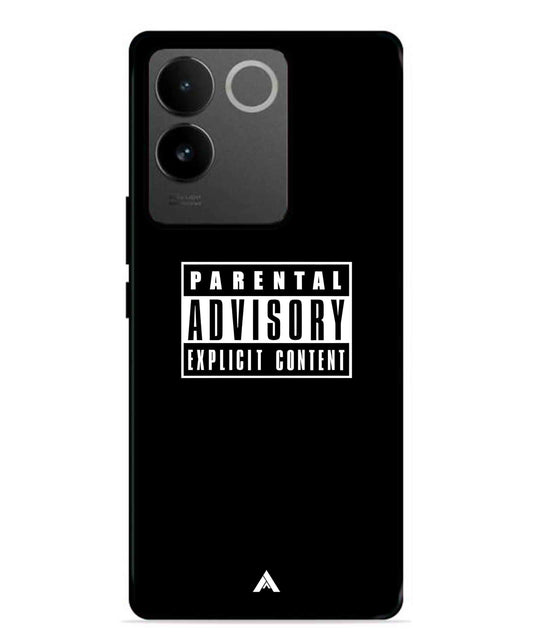 Parental Advisory Metal Back Cover Phone Case for Vivo T2 Pro