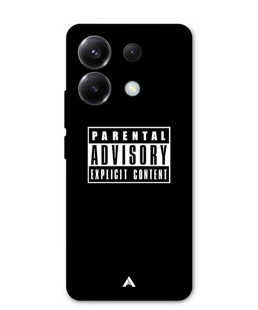 Parental Advisory Metal Back Cover Phone Case for Xiaomi Redmi Note 13 Pro
