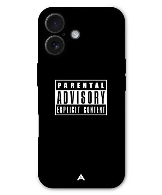 Parental Advisory Metal Back Cover Phone Case for iPhone 16 Plus