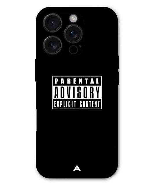 Parental Advisory Metal Back Cover Phone Case for iPhone 16 Pro