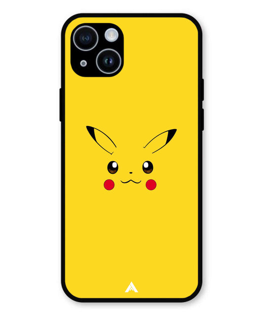 Pikachu Pokemon Metal Back Cover Phone Case for iPhone 15 Plus