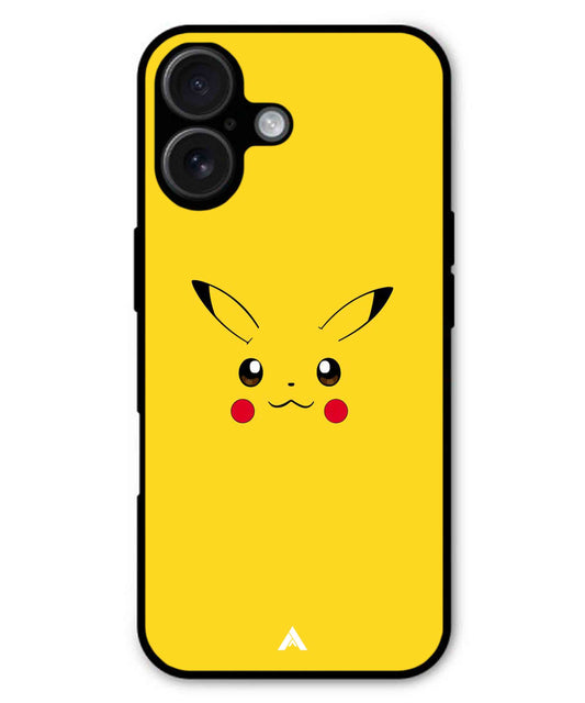 Pikachu Pokemon Metal Back Cover Phone Case for iPhone 16 Plus