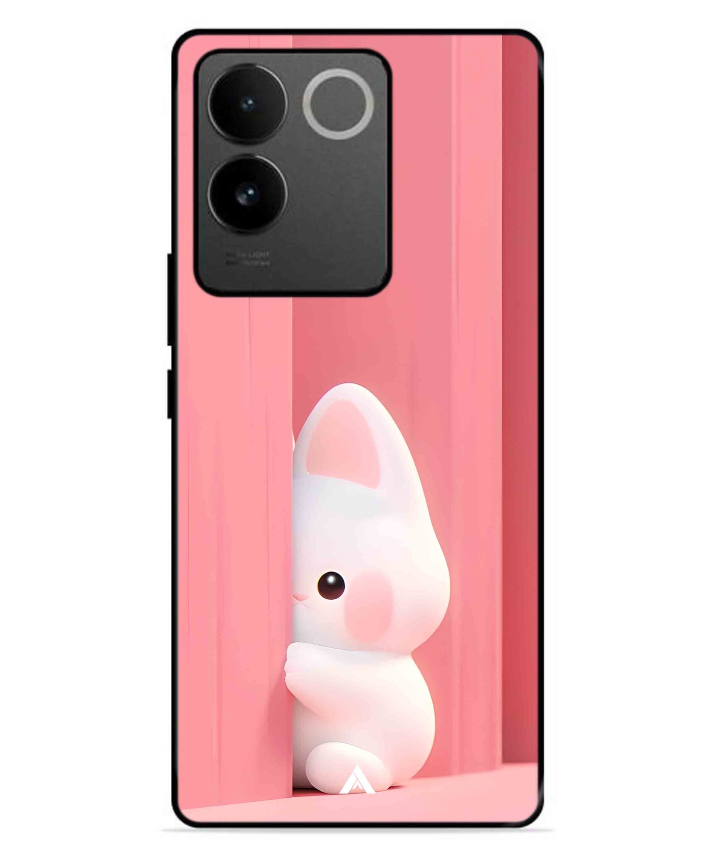 Pink Bunny Metal Back Cover Phone Case for IQOO Z7 Pro