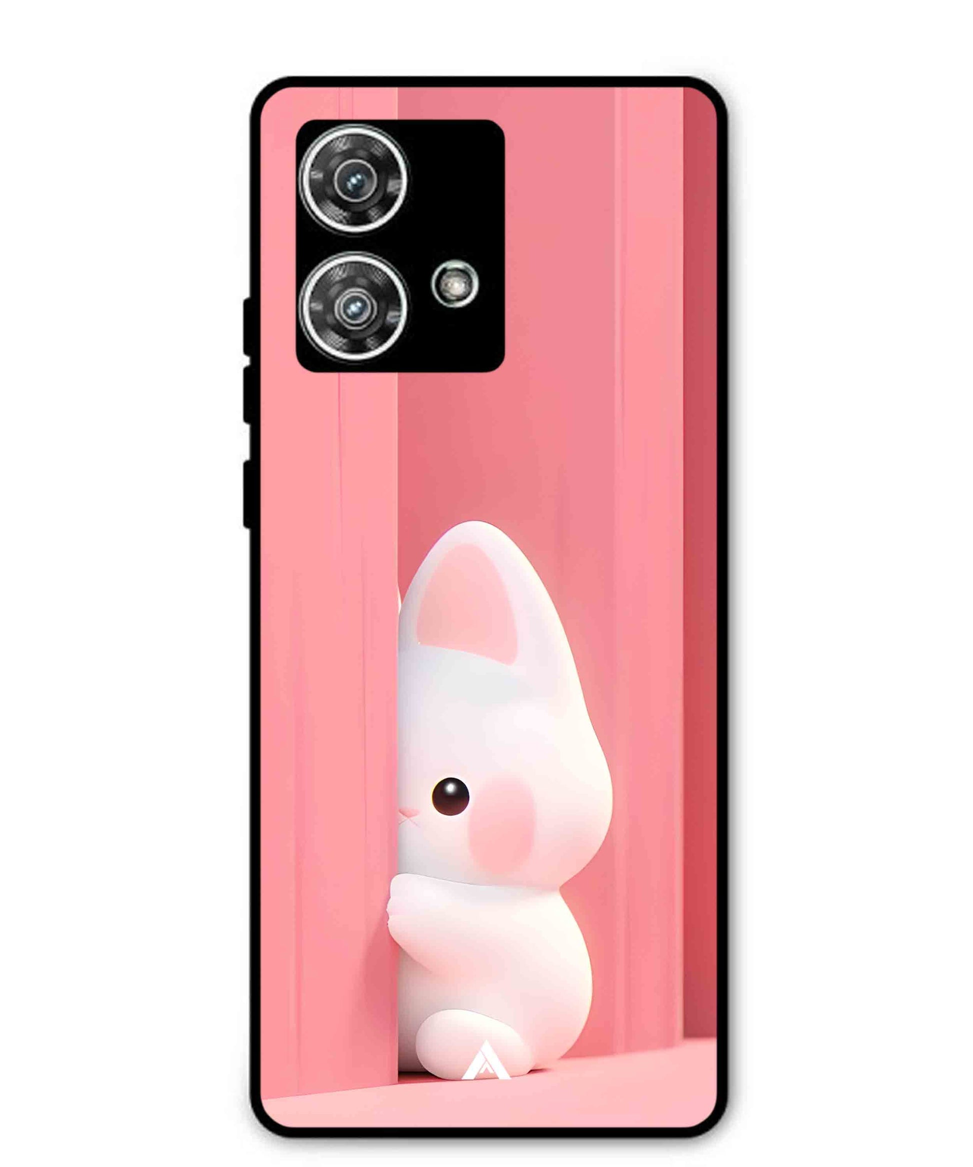 Pink Bunny Metal Back Cover Phone Case for Moto Edge 40 Neo