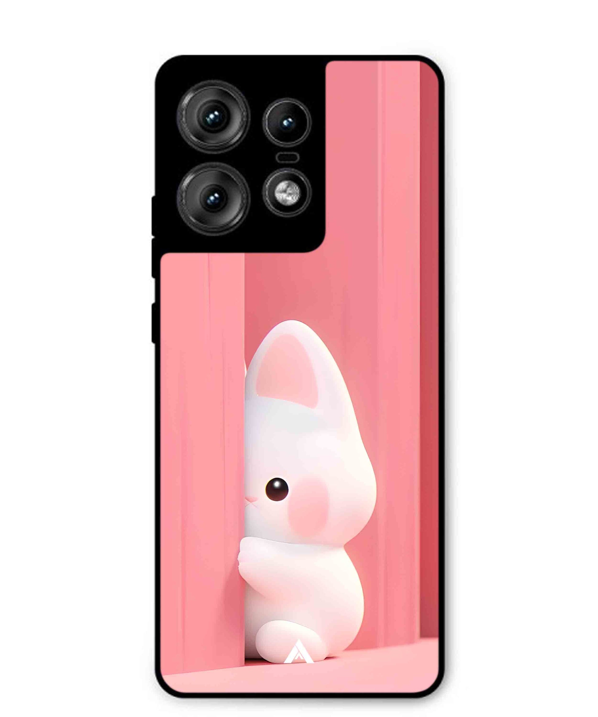 Pink Bunny Metal Back Cover Phone Case for Moto Edge 50 Pro