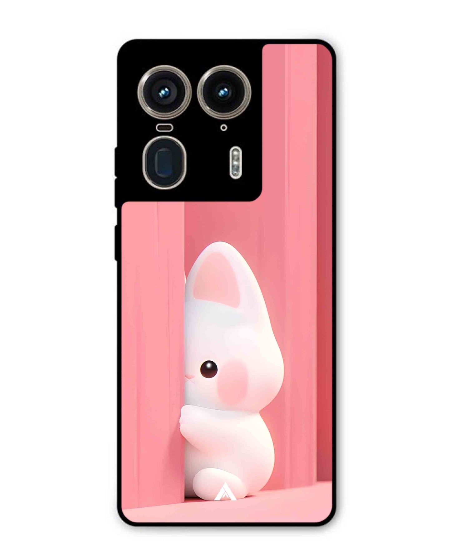 Pink Bunny Metal Back Cover Phone Case for Moto Edge 50 Ultra