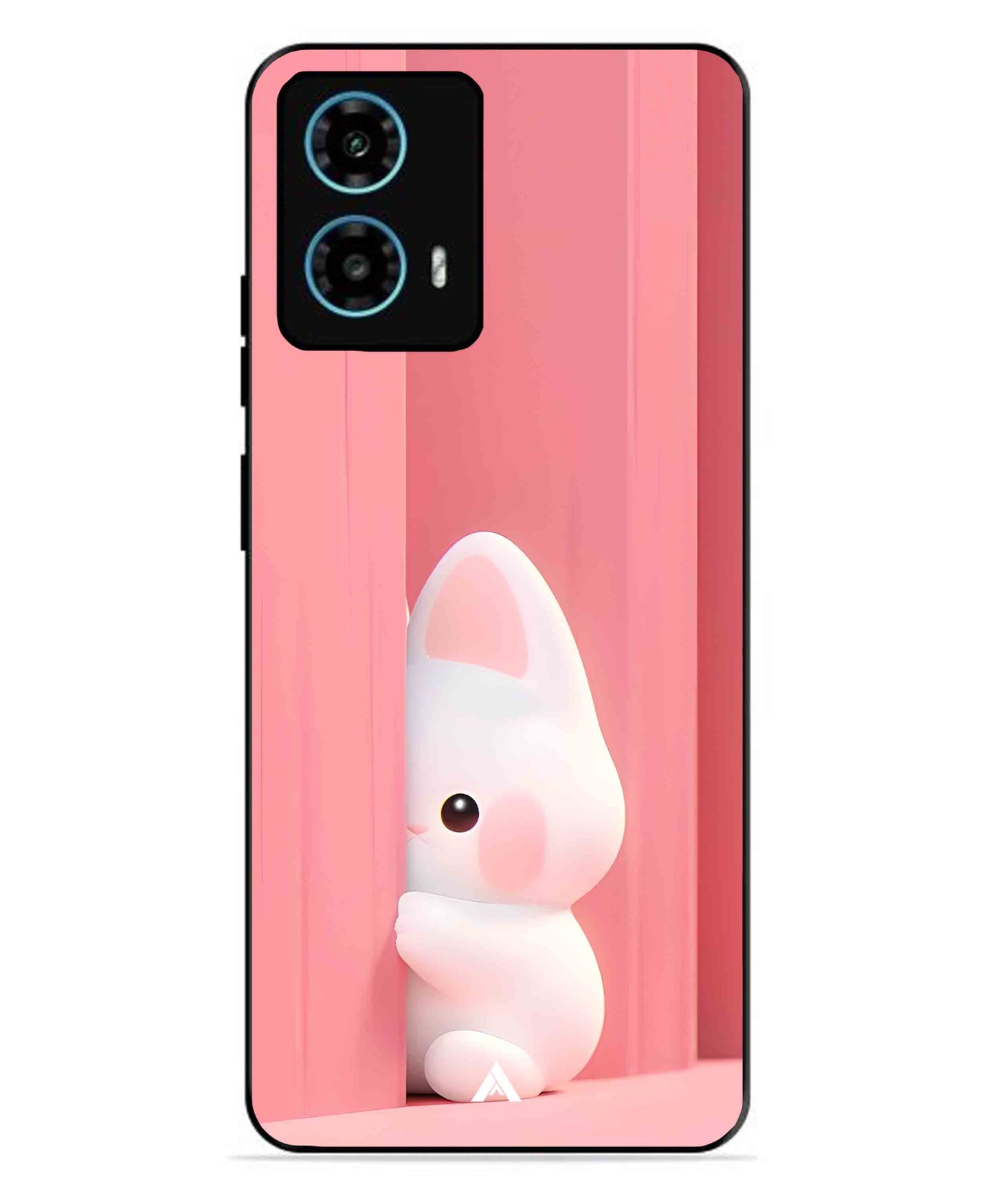Pink Bunny Metal Back Cover Phone Case for Moto G34