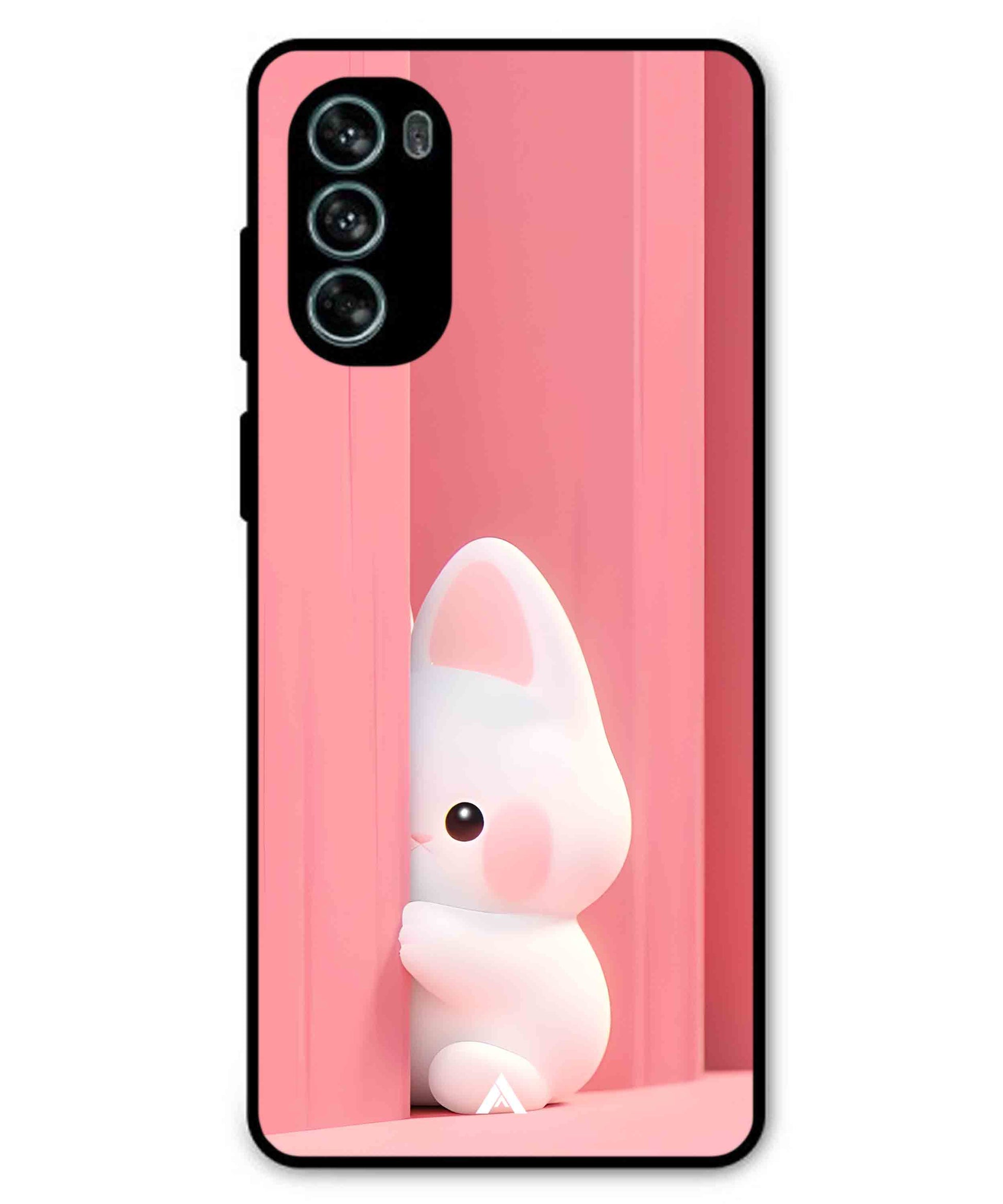 Pink Bunny Metal Back Cover Phone Case for Moto G62