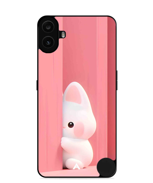 Pink Bunny Metal Back Cover Phone Case for Nothing CMF Phone 1