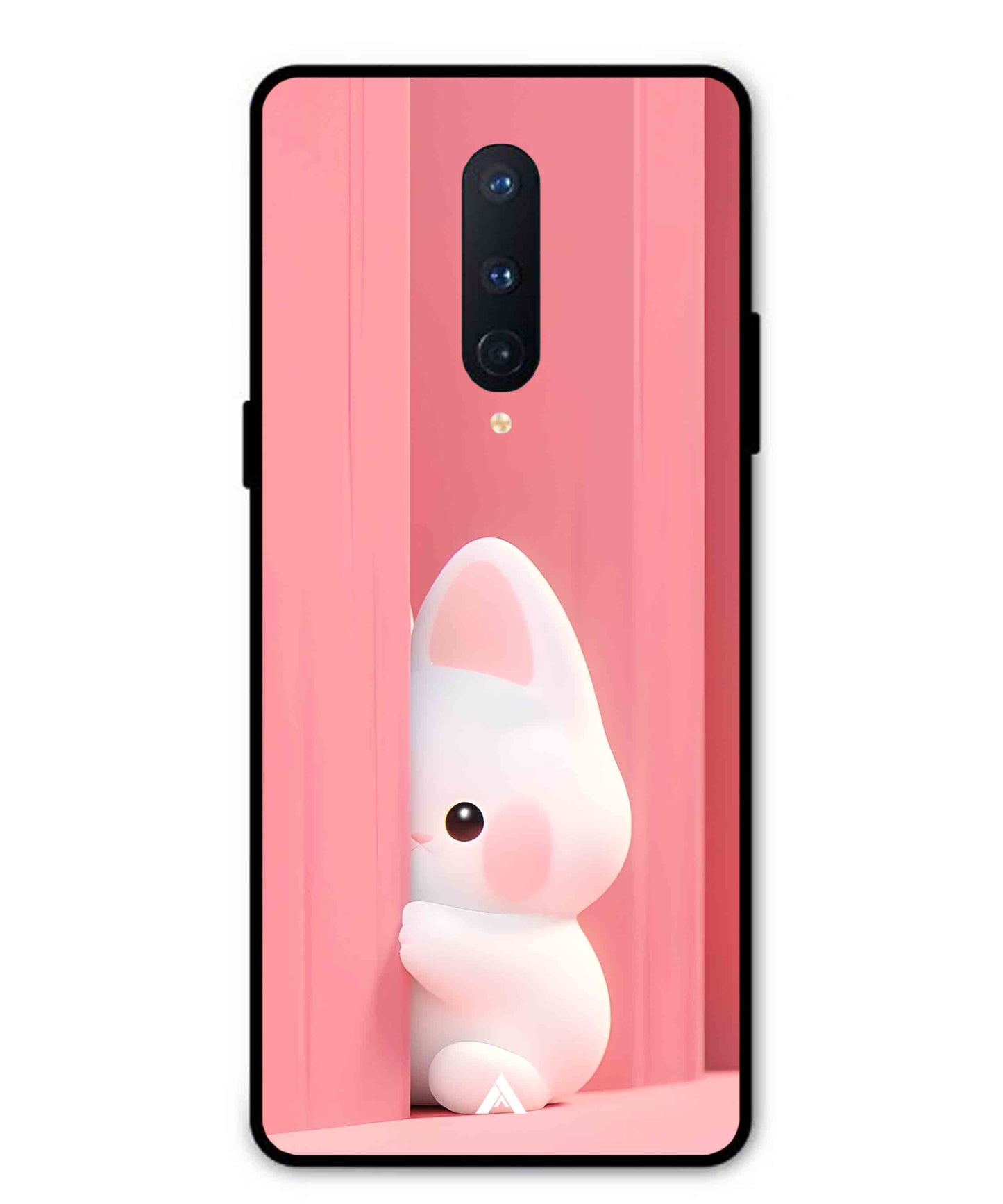 Pink Bunny Metal Back Cover Phone Case for Oneplus 8
