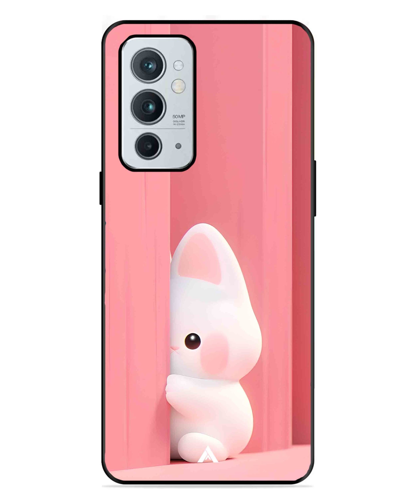 Pink Bunny Metal Back Cover Phone Case for Oneplus 9RT