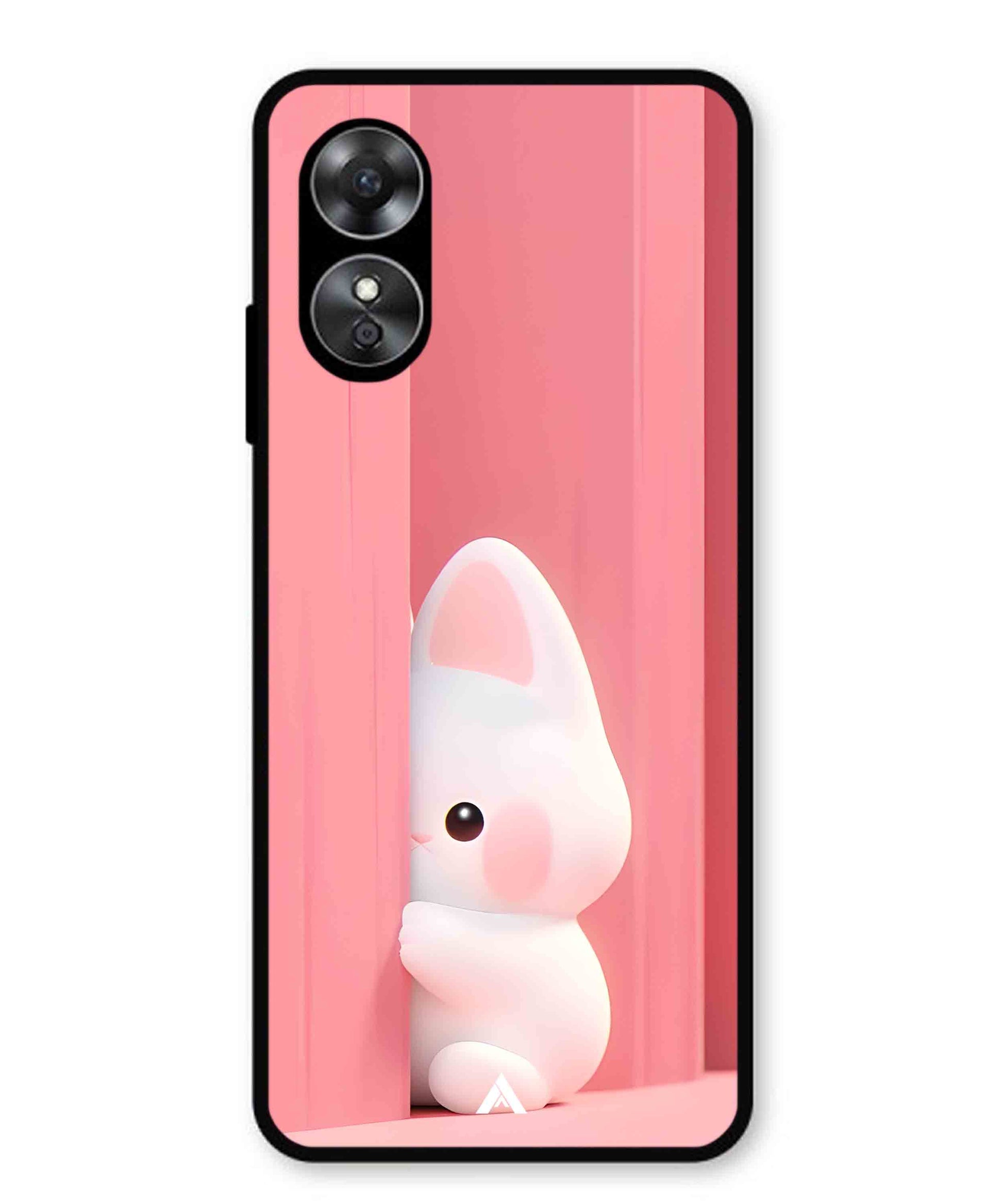 Pink Bunny Metal Back Cover Phone Case for Oppo A17K
