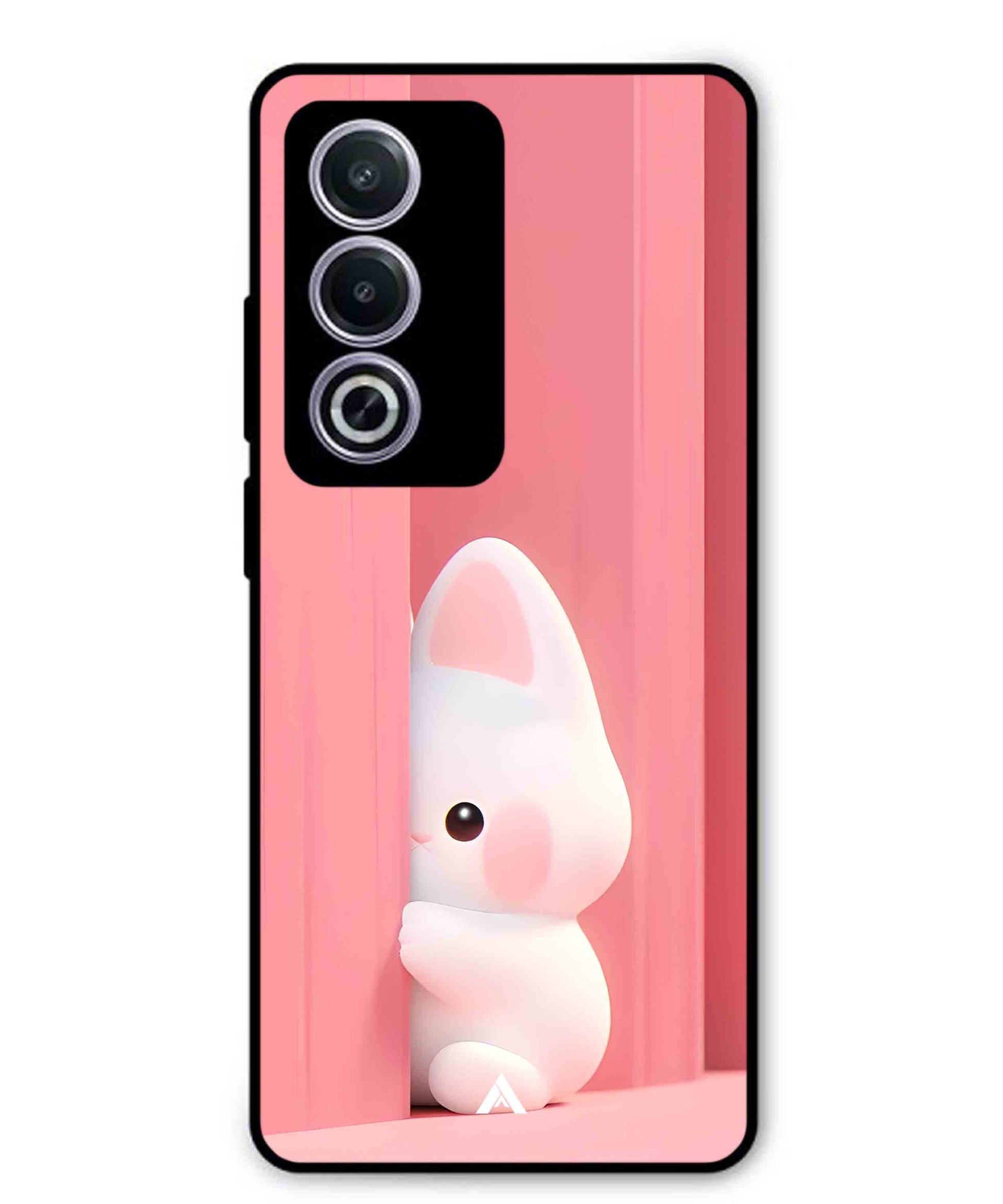 Pink Bunny Metal Back Cover Phone Case for Oppo A3 Pro