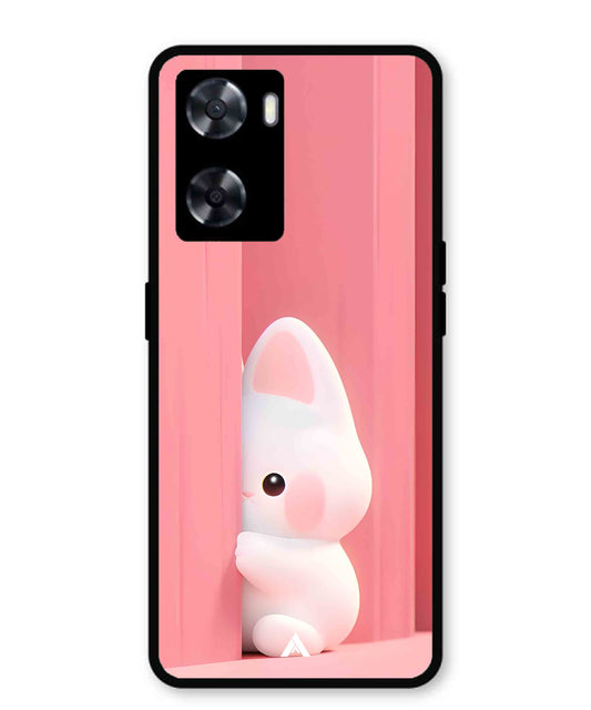 Pink Bunny Metal Back Cover Phone Case for Oppo A57