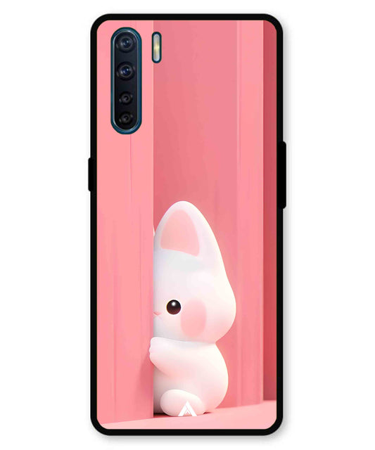 Pink Bunny Metal Back Cover Phone Case for Oppo A91