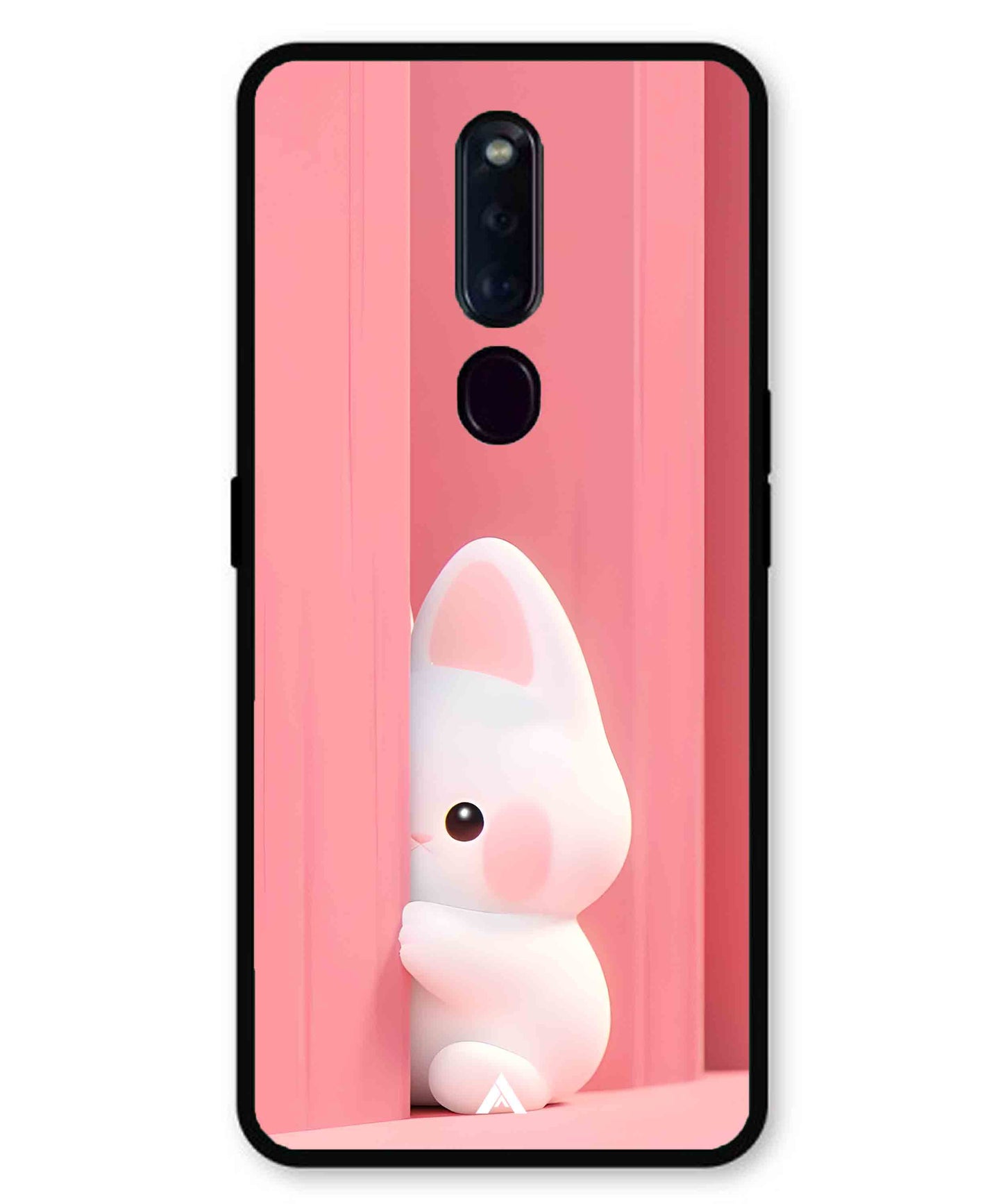 Pink Bunny Metal Back Cover Phone Case for Oppo F11 Pro