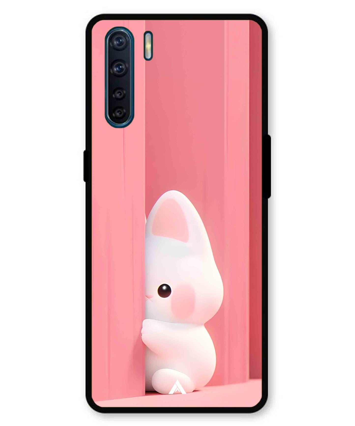 Pink Bunny Metal Back Cover Phone Case for Oppo F15