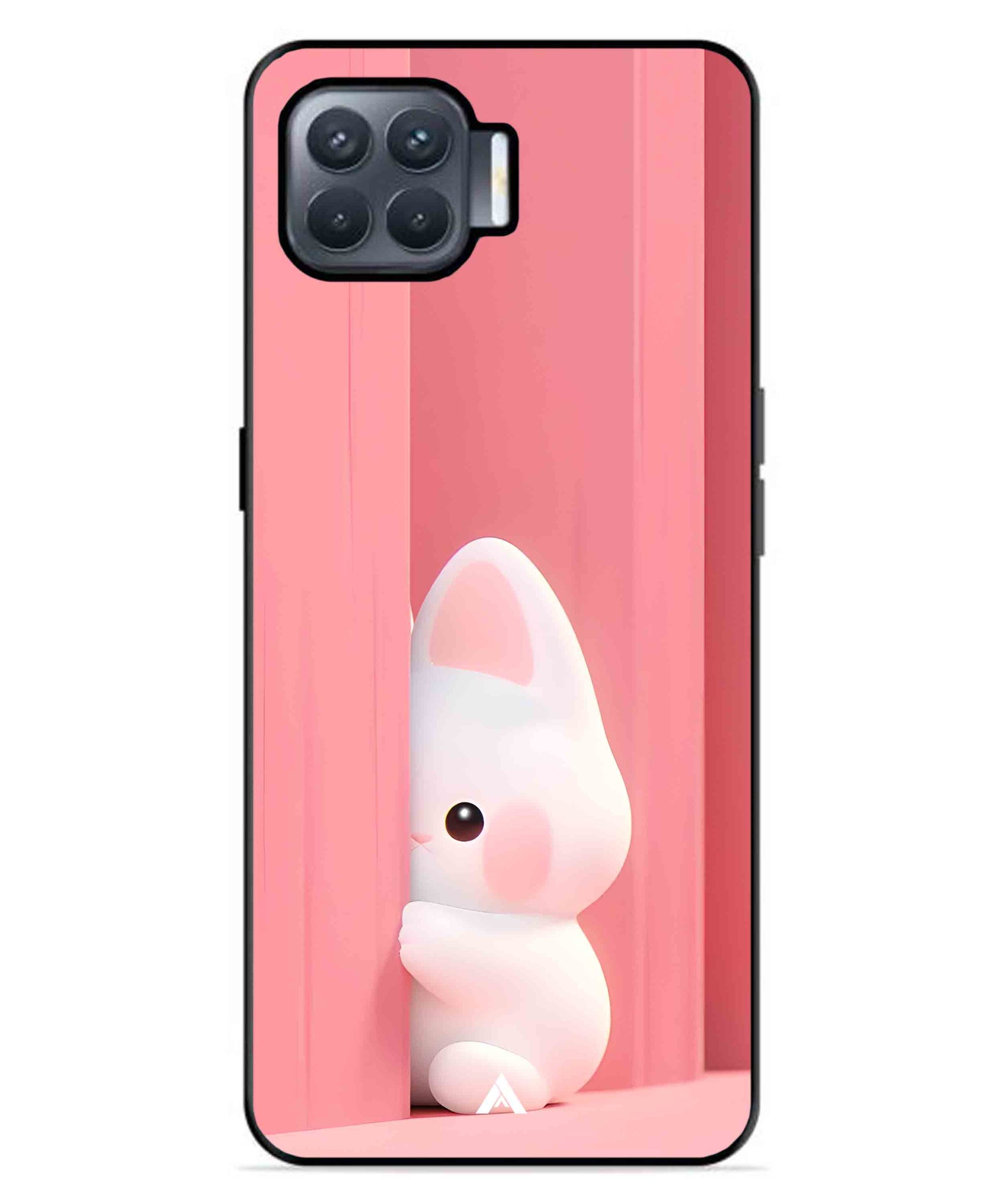 Pink Bunny Metal Back Cover Phone Case for Oppo F17 Pro