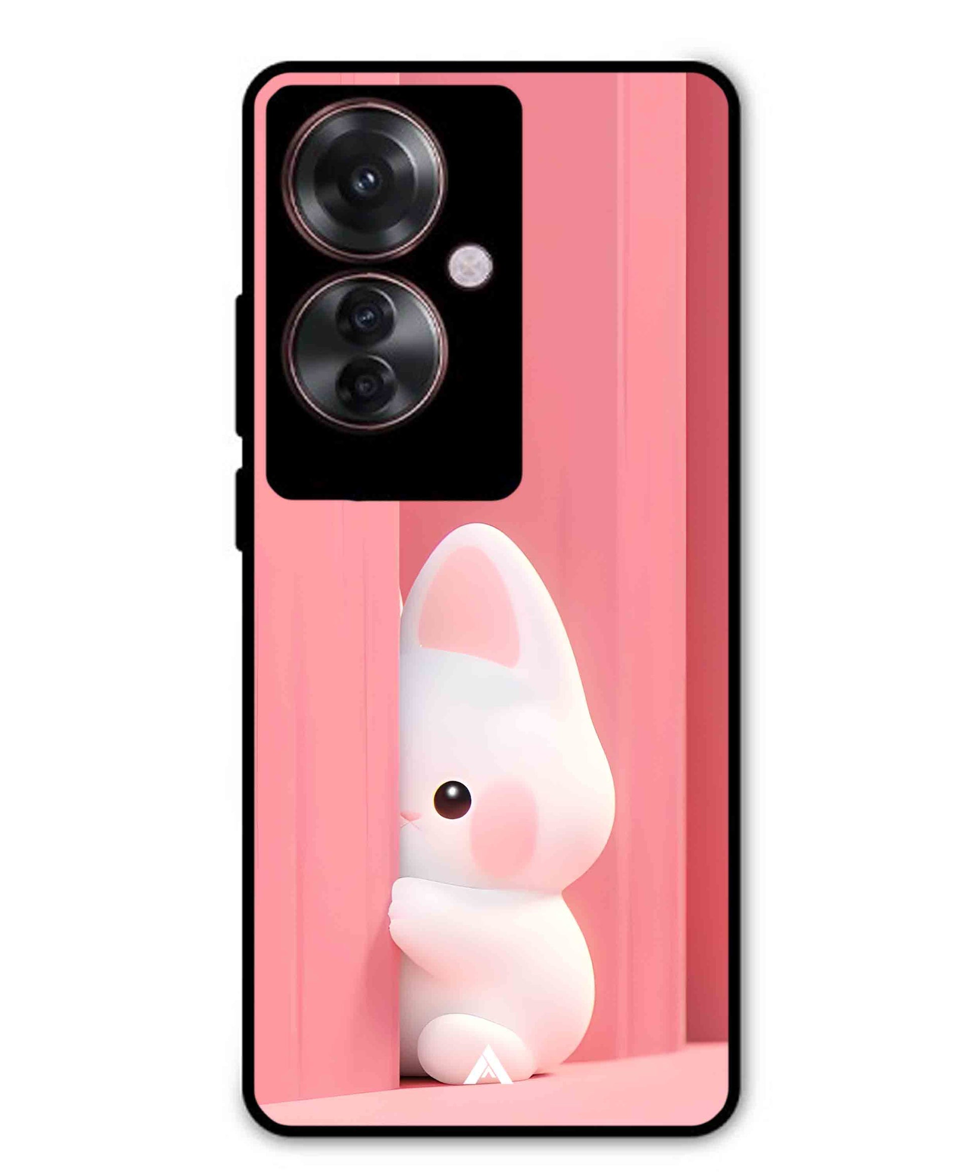 Pink Bunny Metal Back Cover Phone Case for Oppo F25 Pro