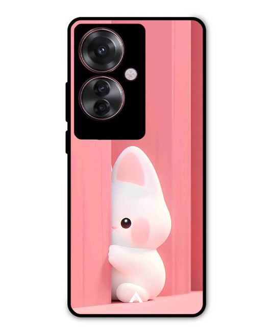 Pink Bunny Metal Back Cover Phone Case for Oppo F25 Pro