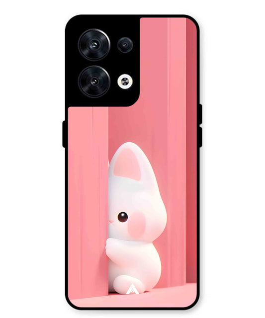 Pink Bunny Metal Back Cover Phone Case for Oppo Reno 10