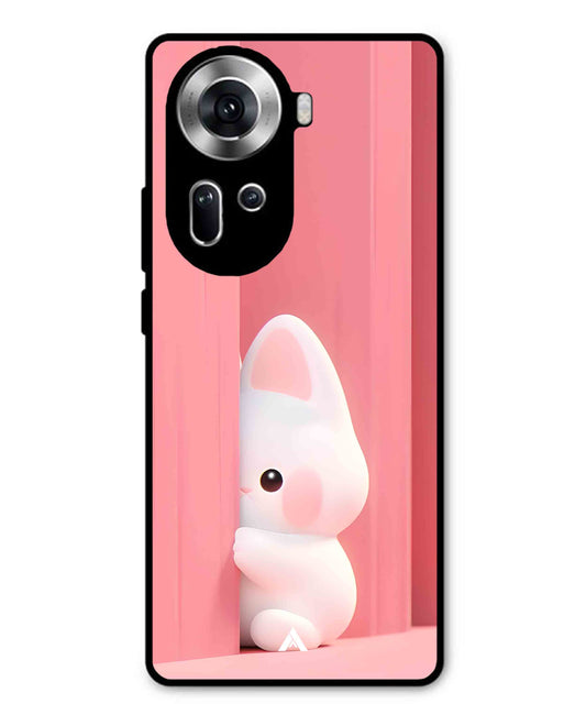 Pink Bunny Metal Back Cover Phone Case for Oppo Reno 11