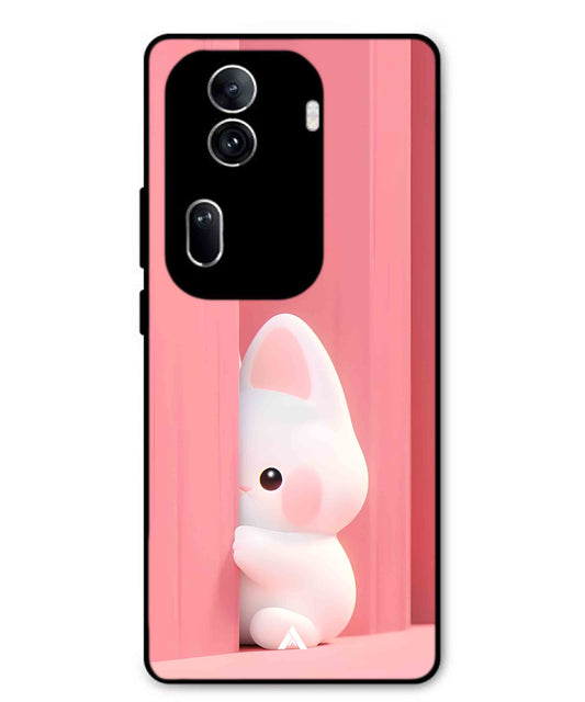 Pink Bunny Metal Back Cover Phone Case for Oppo Reno 11 Pro