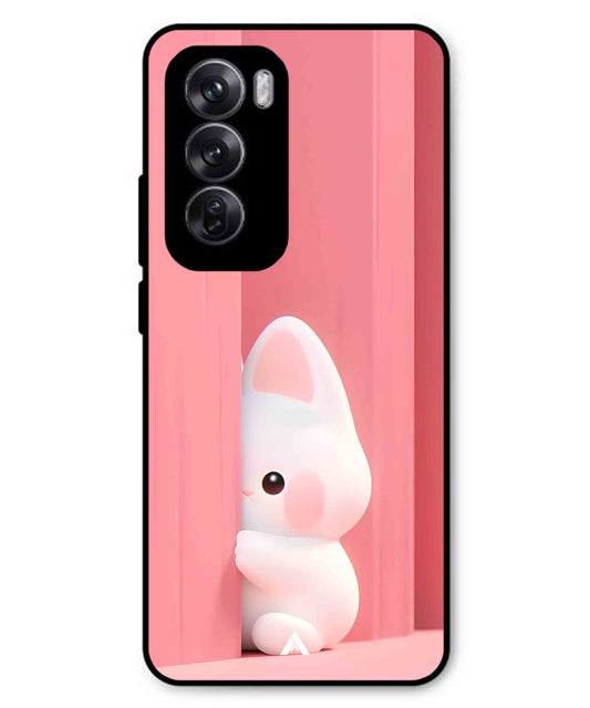 Pink Bunny Metal Back Cover Phone Case for Oppo Reno 12 Pro