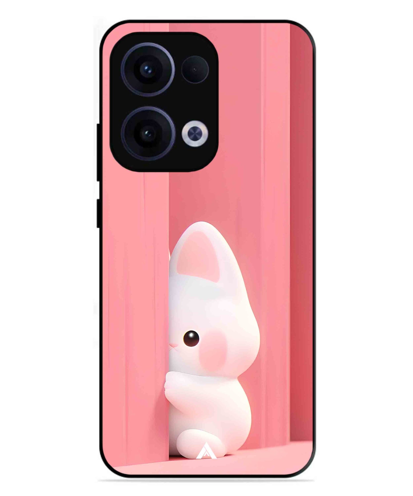 Pink Bunny Metal Back Cover Phone Case for Oppo Reno 13