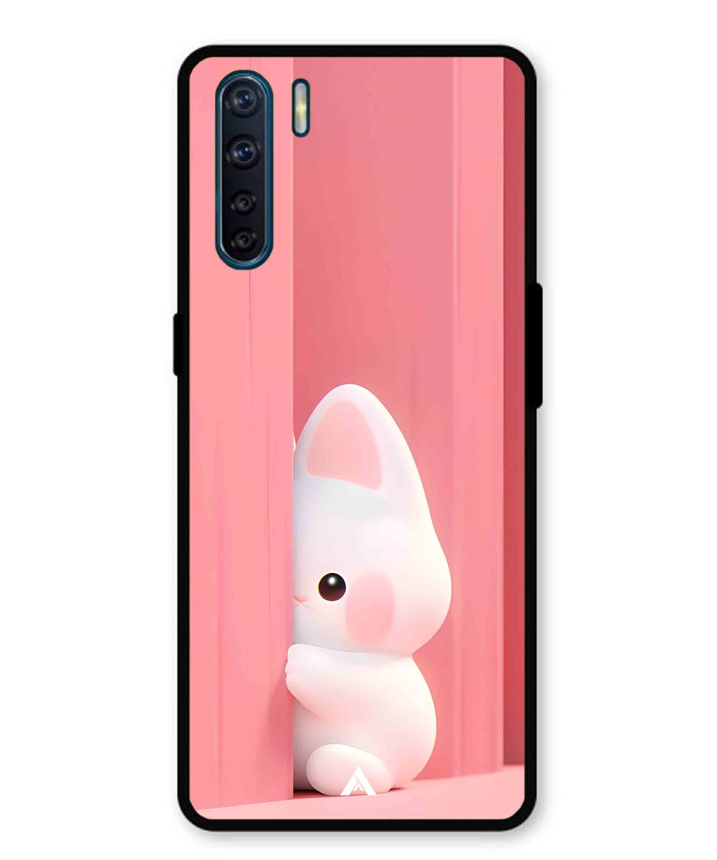 Pink Bunny Metal Back Cover Phone Case for Oppo Reno 3
