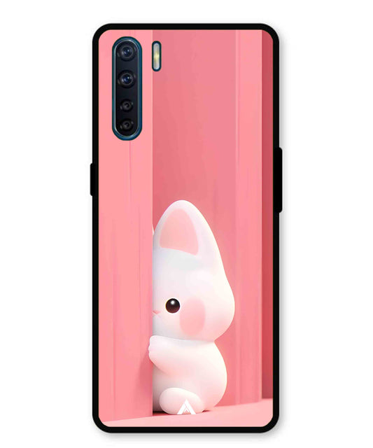 Pink Bunny Metal Back Cover Phone Case for Oppo Reno 3
