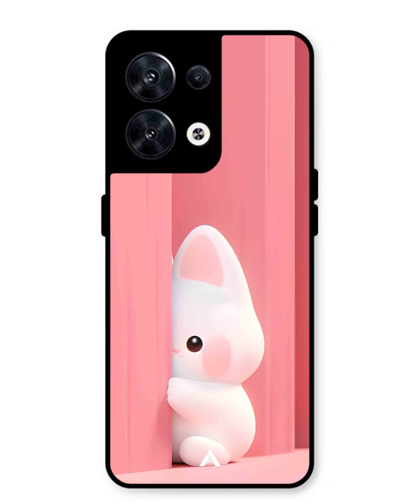 Pink Bunny Metal Back Cover Phone Case for Oppo Reno 8