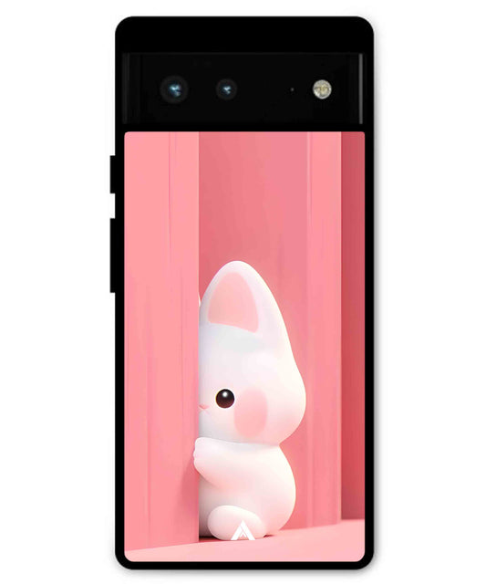 Pink Bunny Metal Back Cover Phone Case for Pixel 6A