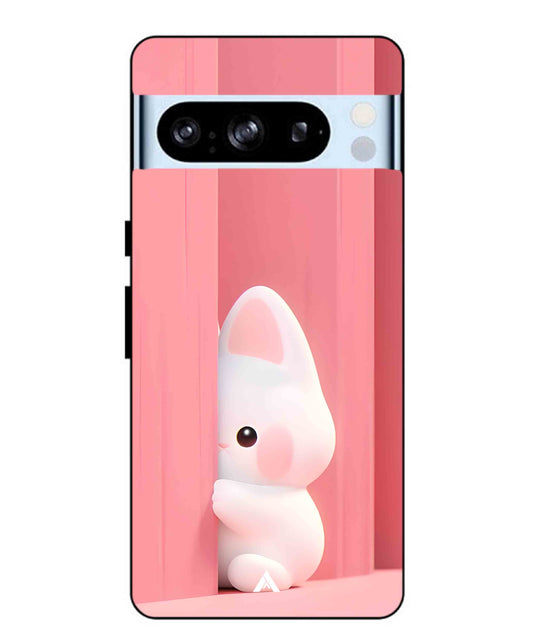 Pink Bunny Metal Back Cover Phone Case for Pixel 8 Pro