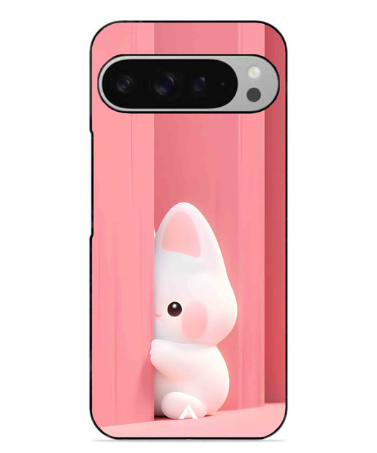Pink Bunny Metal Back Cover Phone Case for Pixel 9 Pro