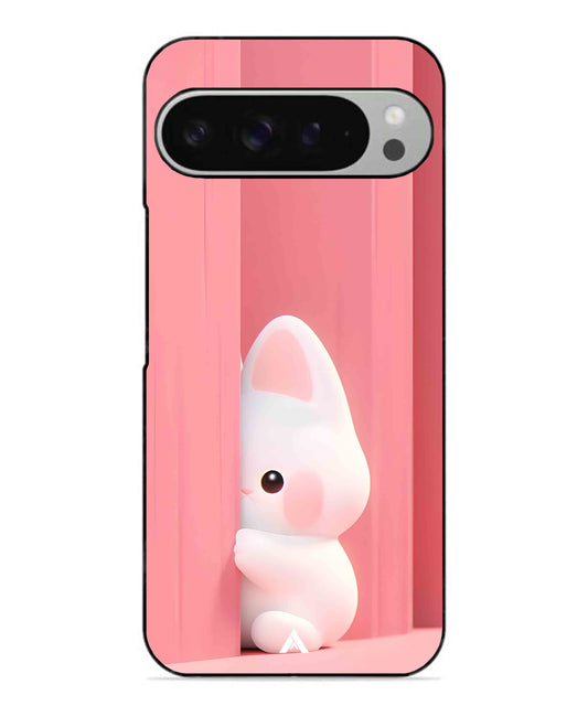 Pink Bunny Metal Back Cover Phone Case for Pixel 9 Pro XL