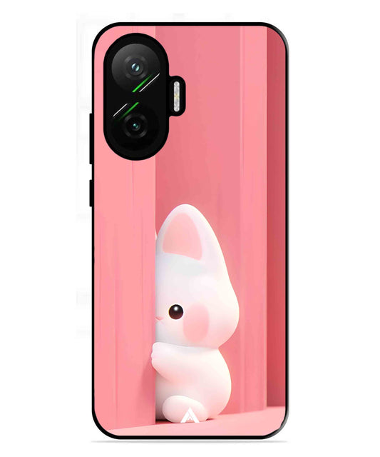 Pink Bunny Metal Back Cover Phone Case for Poco F7