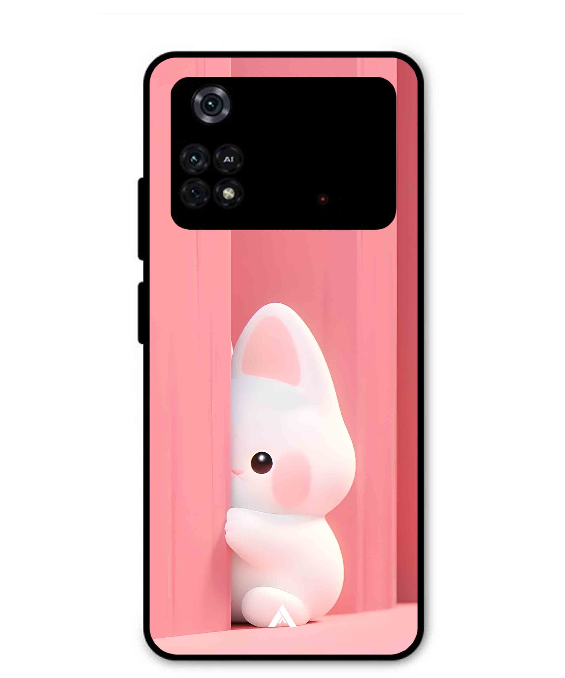 Pink Bunny Metal Back Cover Phone Case for Poco M4 Pro 4G