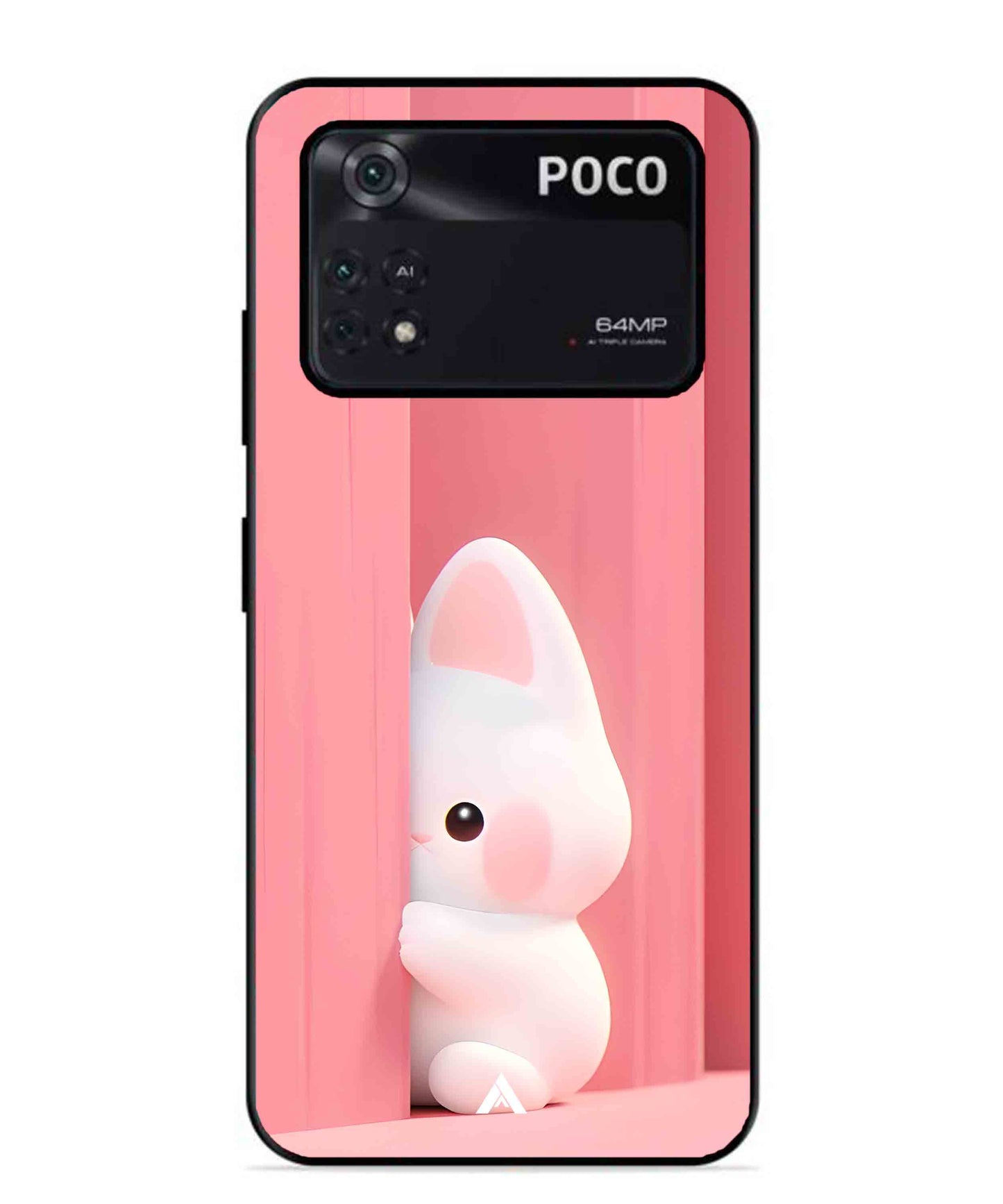 Pink Bunny Metal Back Cover Phone Case for Poco X4 Pro