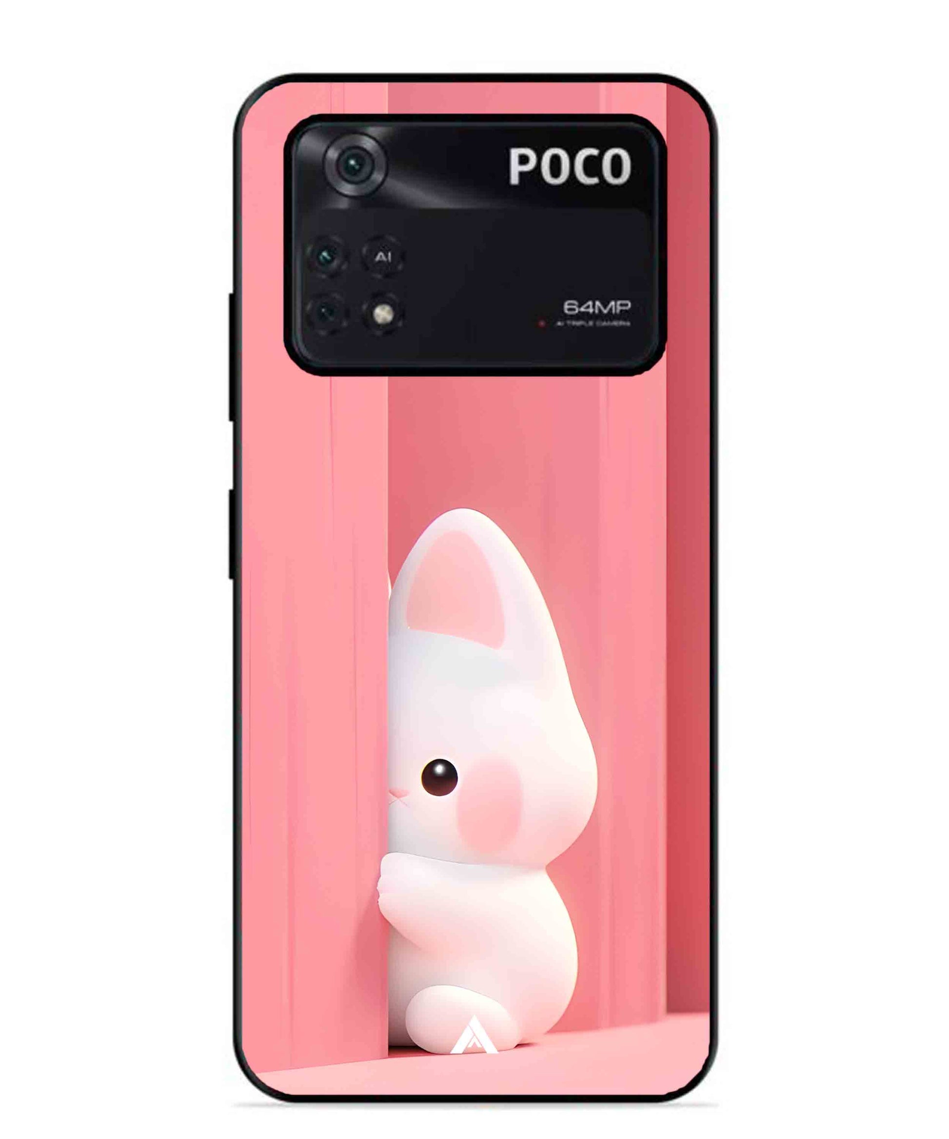 Pink Bunny Metal Back Cover Phone Case for Poco X4 Pro