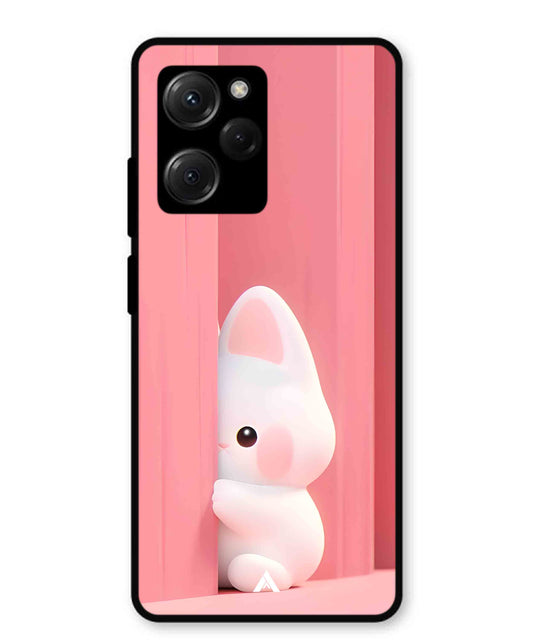 Pink Bunny Metal Back Cover Phone Case for Poco X5 Pro