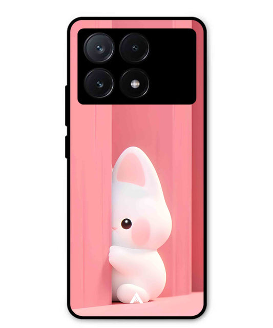 Pink Bunny Metal Back Cover Phone Case for Poco X6 Pro