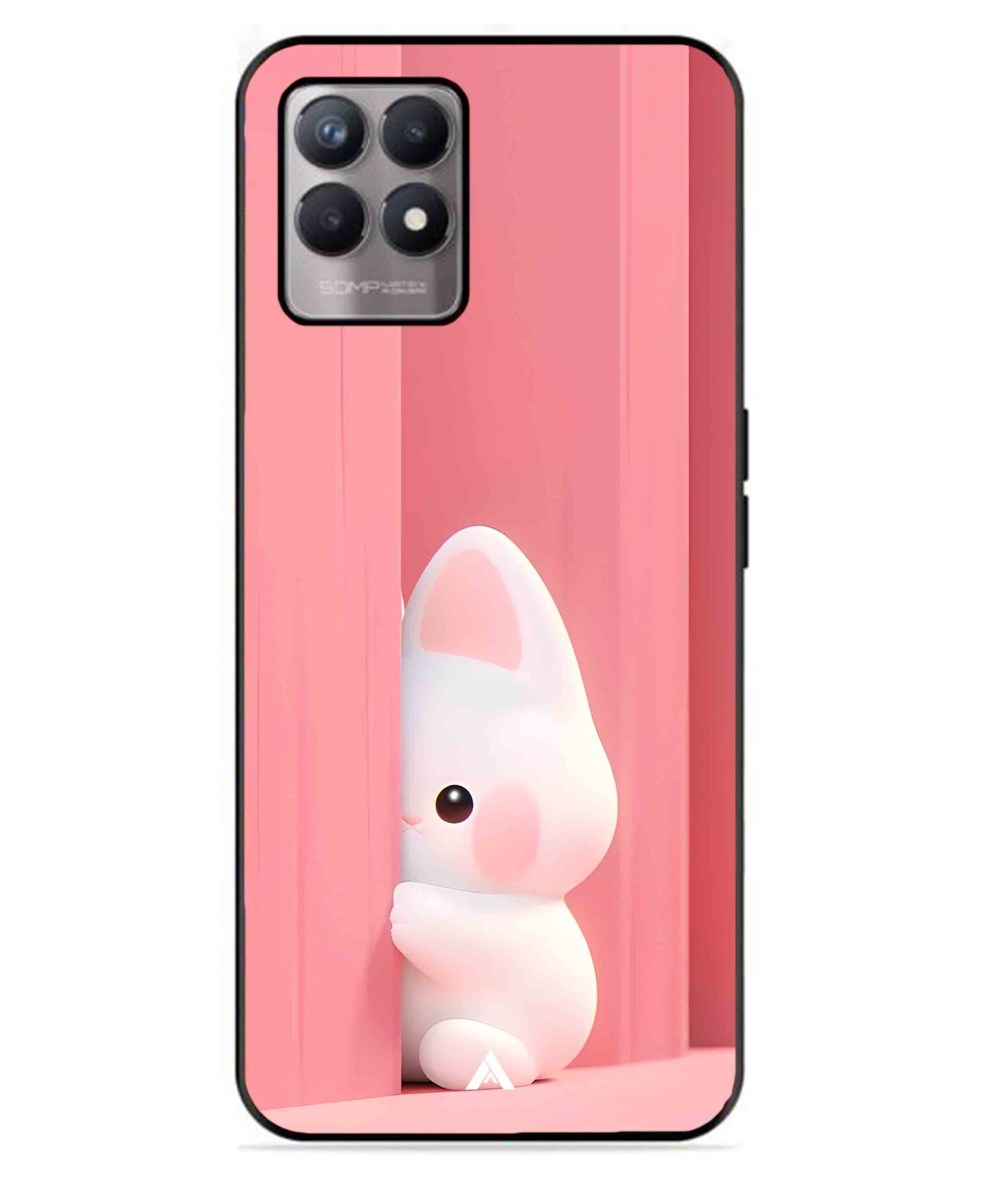 Pink Bunny Metal Back Cover Phone Case for Realme 8 Pro
