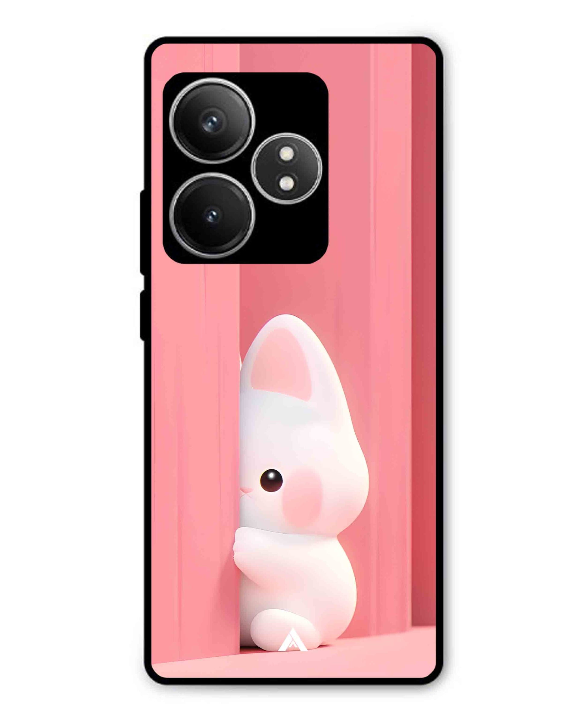 Pink Bunny Metal Back Cover Phone Case for Realme GT 6T