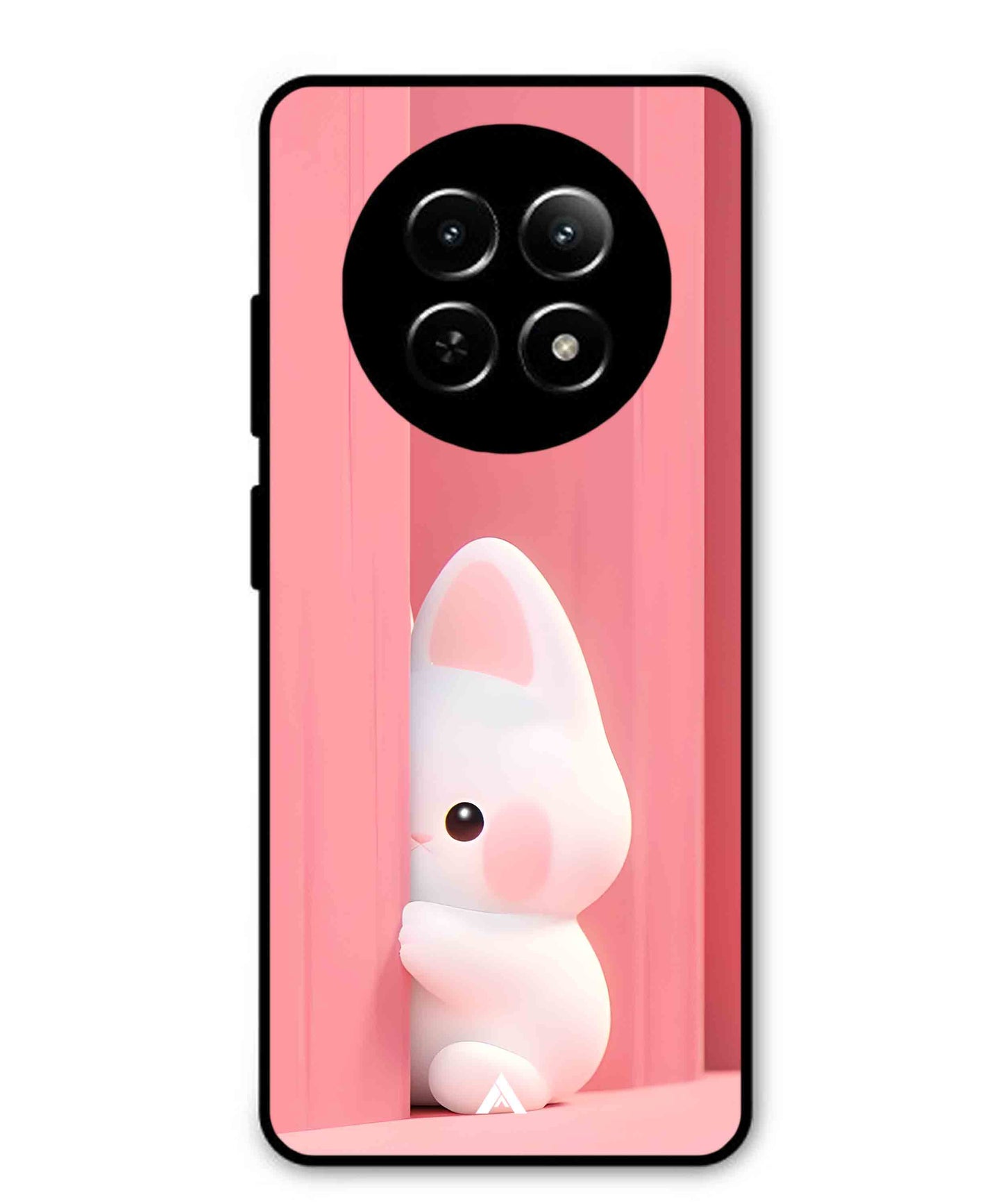 Pink Bunny Metal Back Cover Phone Case for Realme Narzo N65