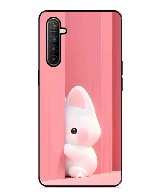 Pink Bunny Metal Back Cover Phone Case for Realme XT