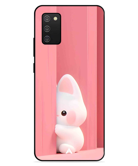Pink Bunny Metal Back Cover Phone Case for Samsung Galaxy A03s