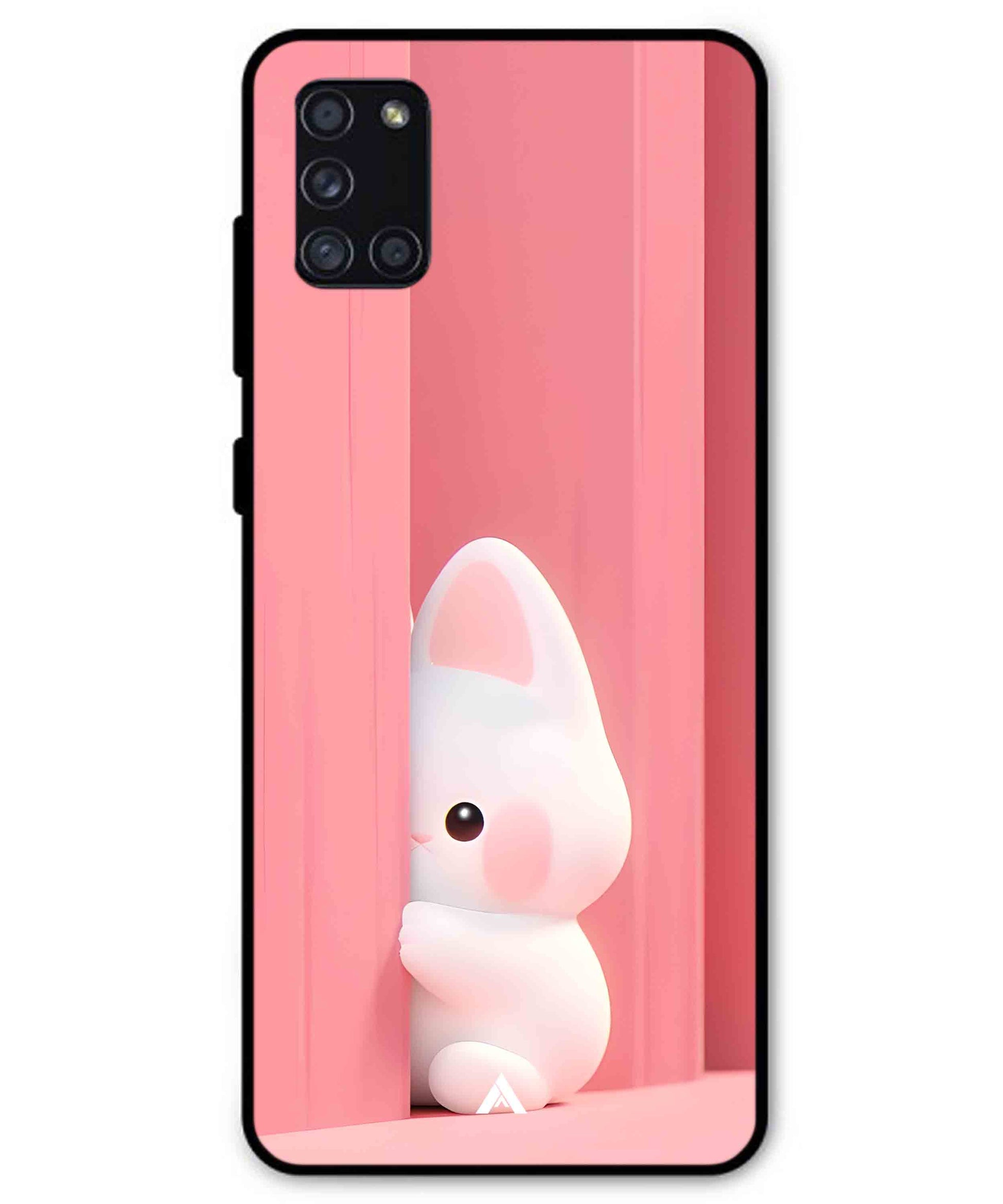 Pink Bunny Metal Back Cover Phone Case for Samsung Galaxy A31